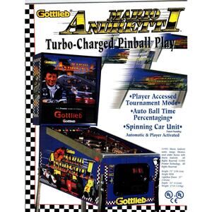 1995 Gottlieb Mario Andretti I Pinball Machine Flyer Racing Ephemera